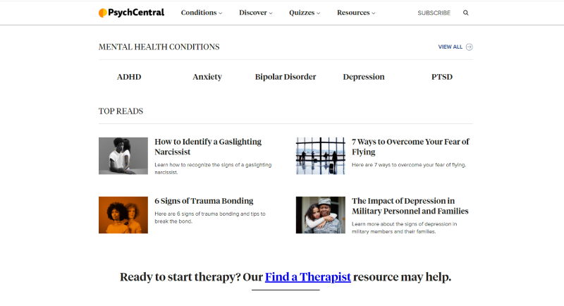psych central بهترین سایت های روانشناسی